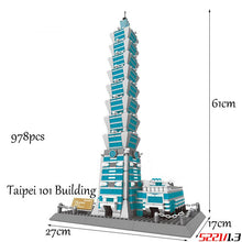 Laden Sie das Bild in den Galerie-Viewer, 1307pcs Balody Welt Berühmte Architektur Diamant Gebäude Nano Blöcke Spielzeug Micky Schloss Taj Mahal Turm Triumphbogen Tempel
