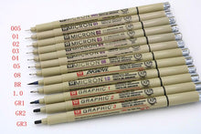 Laden Sie das Bild in den Galerie-Viewer, 12pc pigment Micron Sakura Neelde Soft Brush Drawing Pen 005 01 02 03 04 05 08 fine point copic Markers highlighters stabilo
