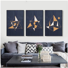 Laden Sie das Bild in den Galerie-Viewer, Abstrakte Geometrie Kunst Leinwand Malerei Goldenen Linien Wand Kunst Bilder Nordic Poster Drucken für Büro Wohnzimmer Wohnkultu

